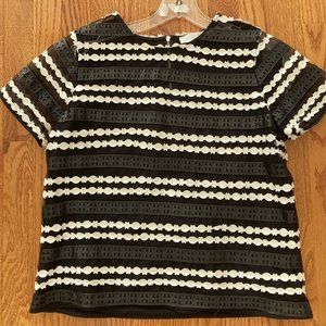 Anne Fontaine Colly Laser Cut Short Sleeve Blouse Top Size 40 / US 6-8